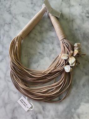 Mother of Pearl Shell Multi-Strand Necklace - Beige Taupe